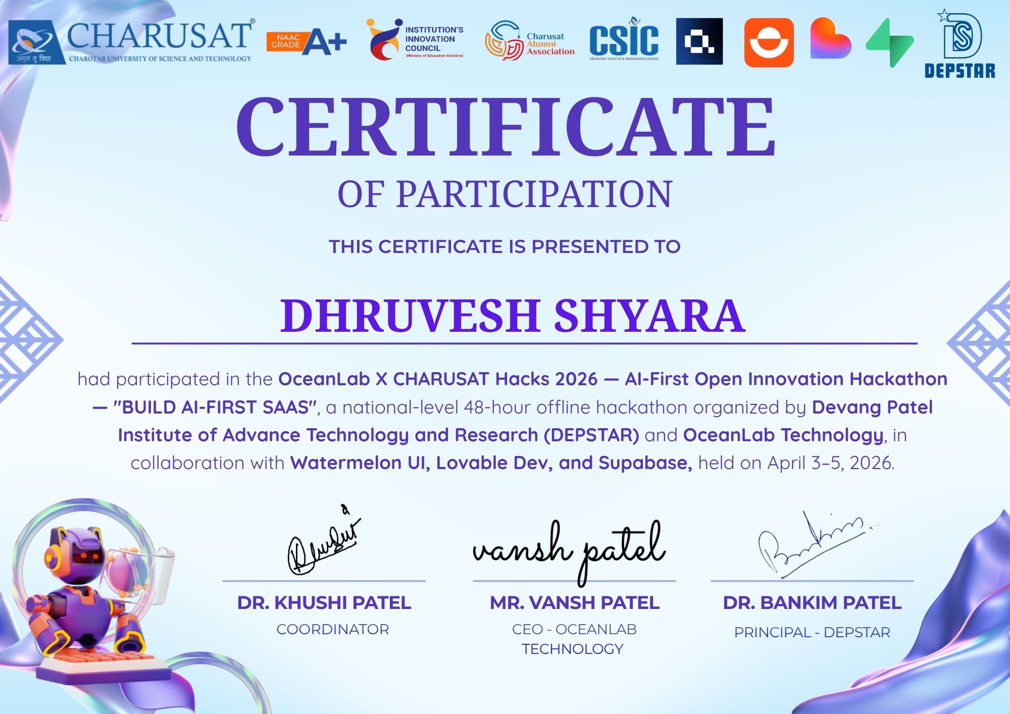 OceanLab X CHARUSAT Hacks 2026
